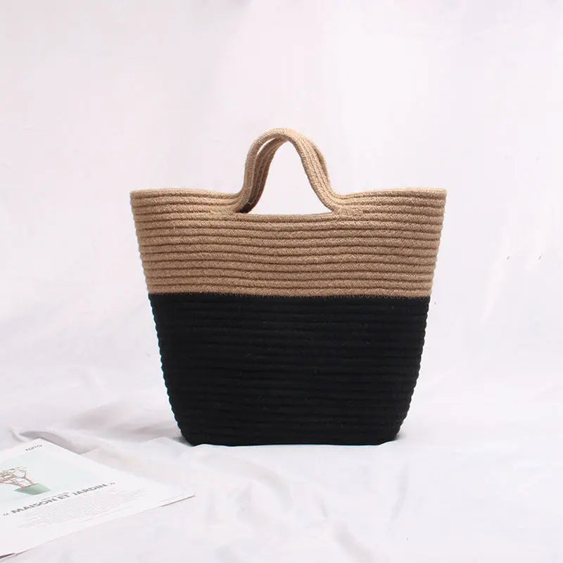 European And American Fashion Color Matching Straw Bag Angel Wishes
