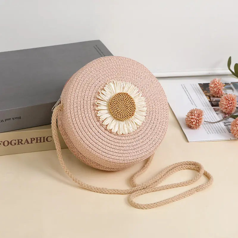 Pastoral Style Raffia Bag Woven Mobile Phone Bag Crossbody Angel Wishes