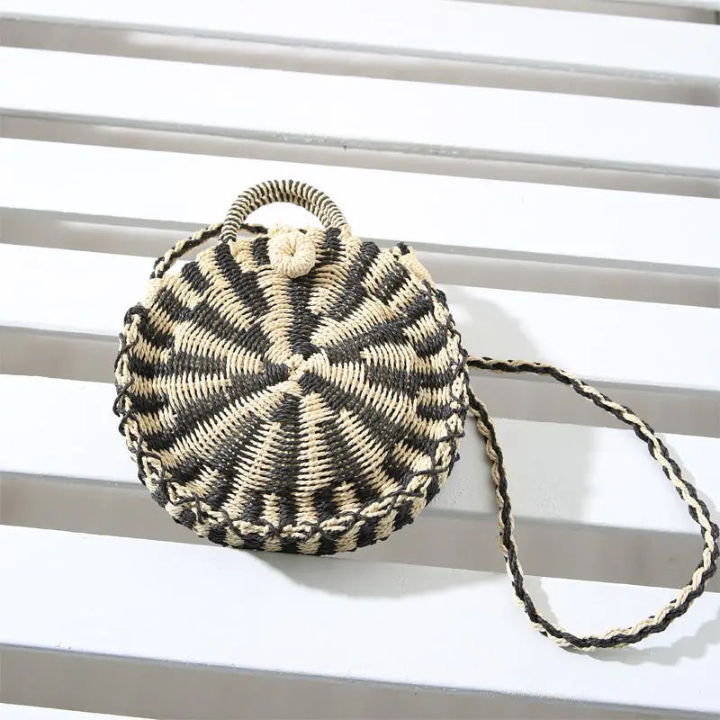 Two-color Straw Messenger Casual Women's Small Woven Bag Angel Wishes