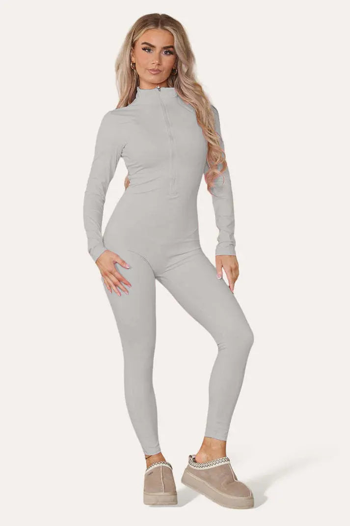 Ribbed High Neck Jumpsuit Angel Wishes