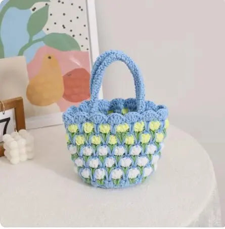 Tulip Flower Hand Woven Wool Covered Crochet Angel Wishes