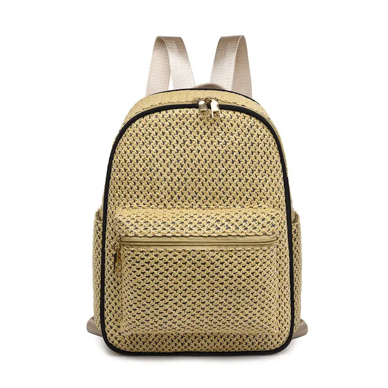 New Straw Woven Simple Fashion Backpack Angel Wishes