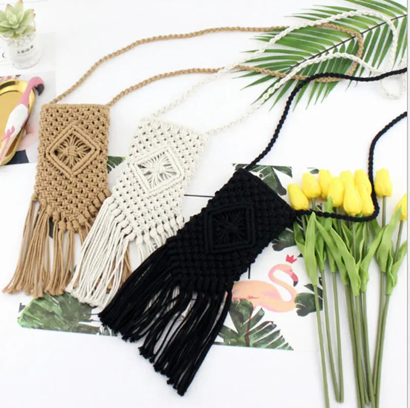 Hand-woven Soft Cotton Tassel Bag Angel Wishes
