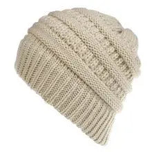 Mixed Color Knitted Wool Hat Ladies Non-labeled Ponytail Hat Angel Wishes
