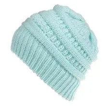 Mixed Color Knitted Wool Hat Ladies Non-labeled Ponytail Hat Angel Wishes