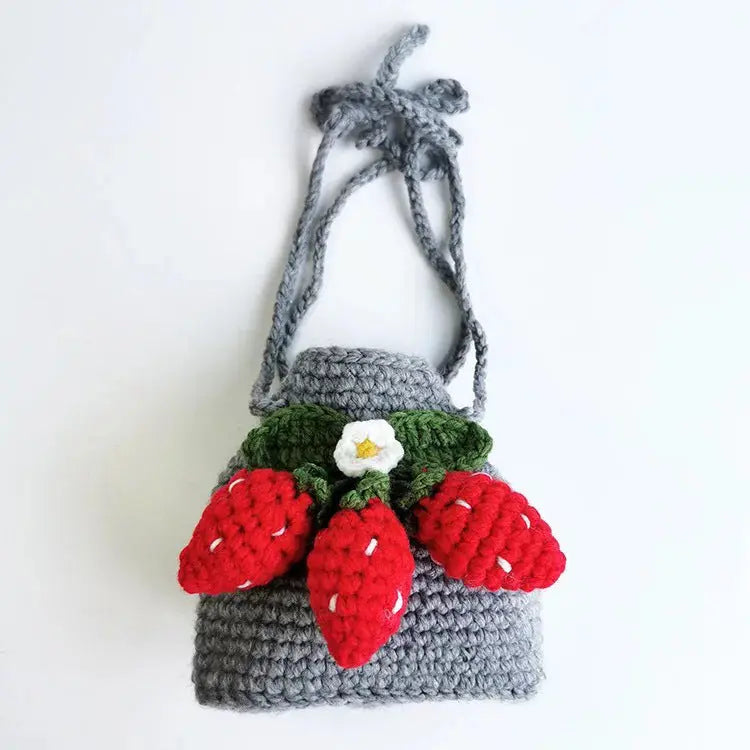 Cute Strawberry Side Back Hand Crochet Knitted Bag Angel Wishes