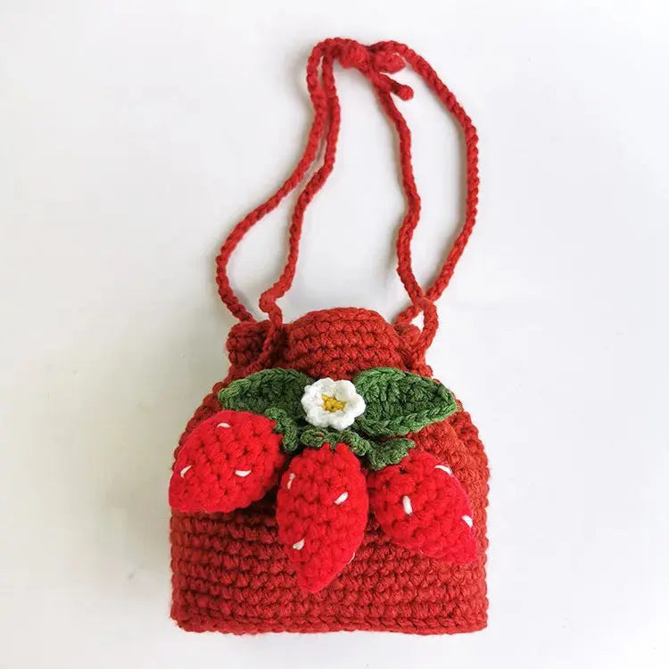 Cute Strawberry Side Back Hand Crochet Knitted Bag Angel Wishes