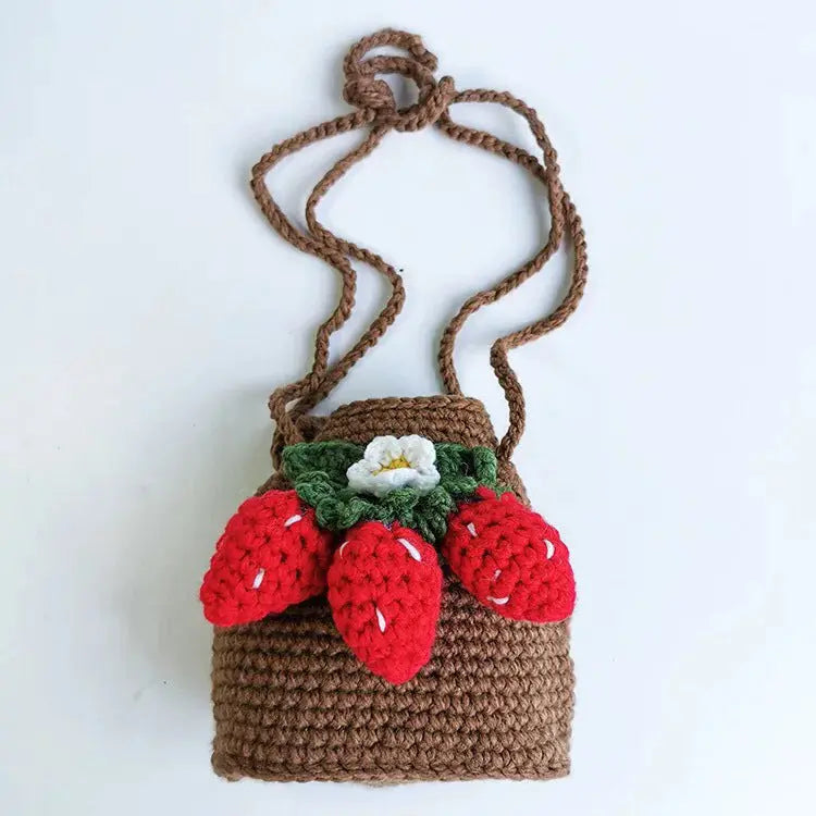 Cute Strawberry Side Back Hand Crochet Knitted Bag Angel Wishes