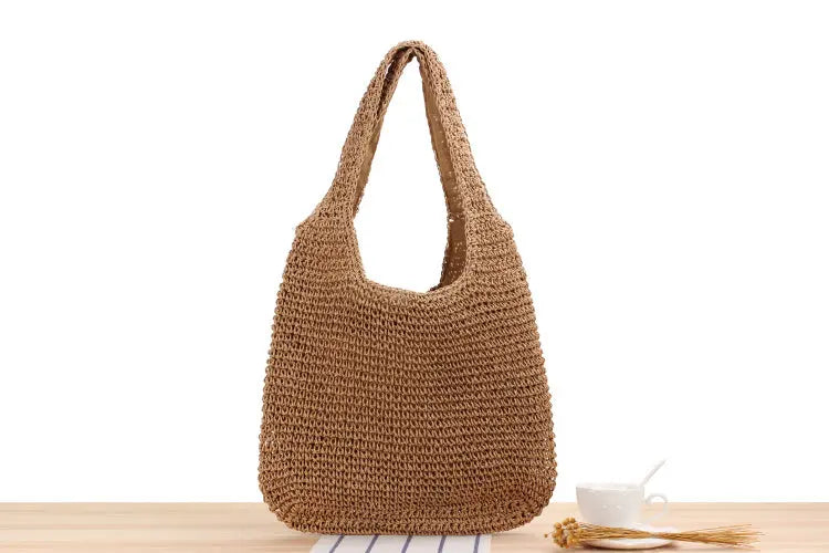 Leisure One Shoulder Straw Woven Bag Angel Wishes