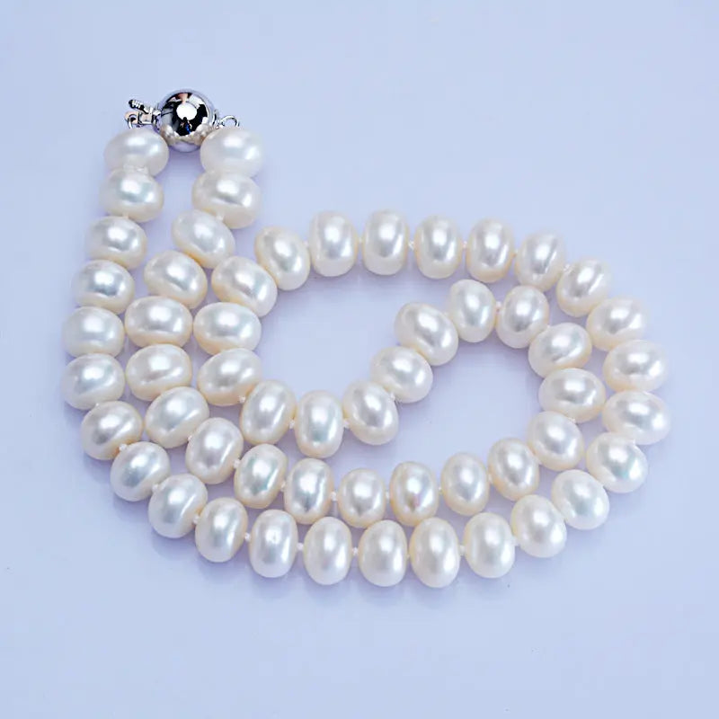 Dailan Jewelry Freshwater Pearl Necklace 10-11mm Steamed Bread Round Strong Light Ball Button Necklace Jewelry Factory Wholesale Angel Wishes