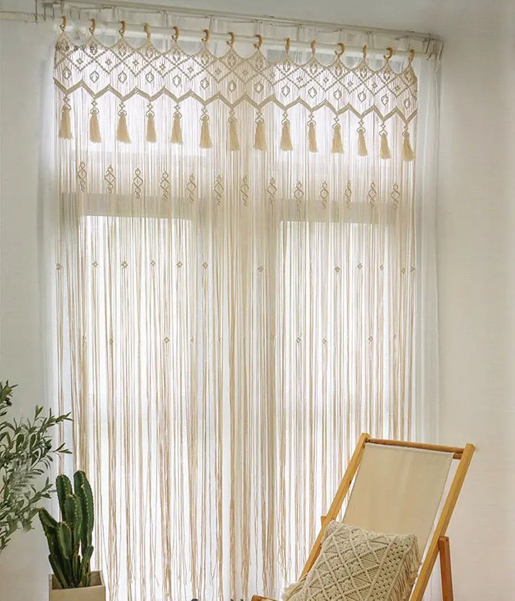 Perforated Nordic Woven Shading Light Tassel Partition Curtain Sliding Curtain Angel Wishes