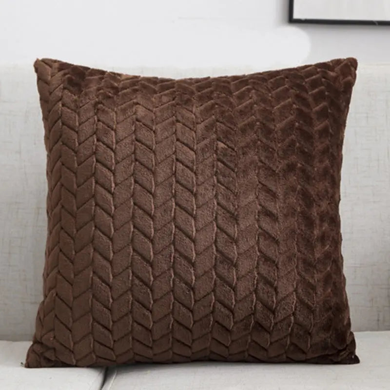 Flannel Solid Color Throw Pillow Sofa Cover Cushion Cover Nordic Style Simple Style Angel Wishes
