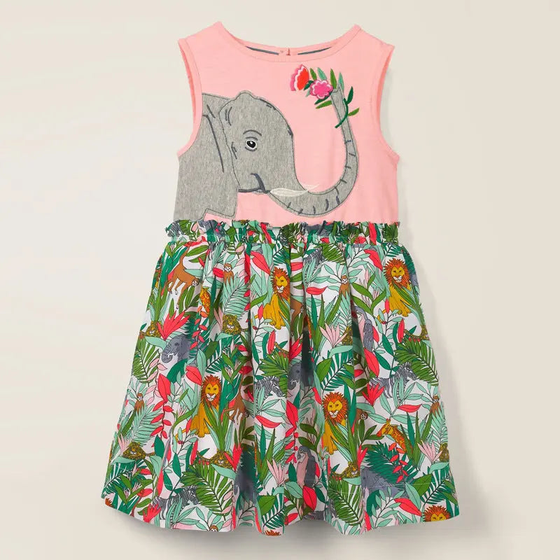 Girls' Dress European And American Children's Wear New Summer Children's Skirt Knitted And Printed Sleeveless Children's Skirt Angel Wishes