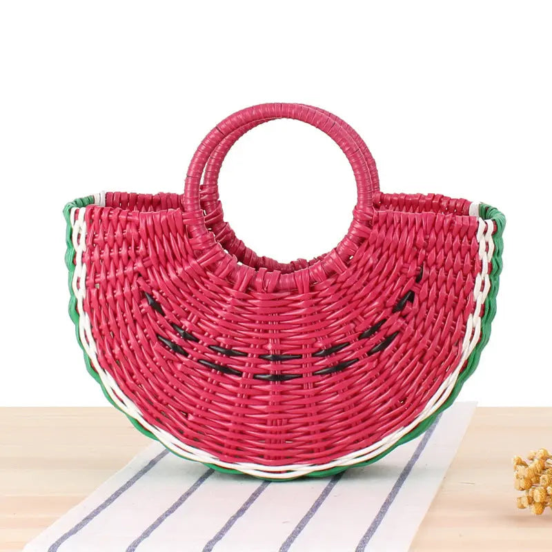 Cute Semicircle Handmade PVC Woven Bag Beach Straw Bag Angel Wishes