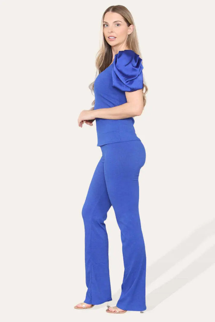 Silky Satin Sleeves Ribbed Lounge Set Angel Wishes