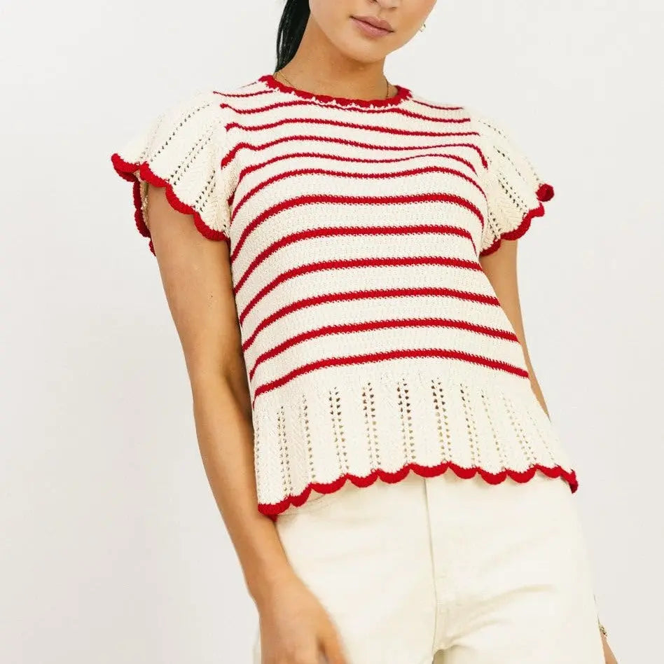 Women's Striped Breeze Crochet Top Casual Summer Angel Wishes