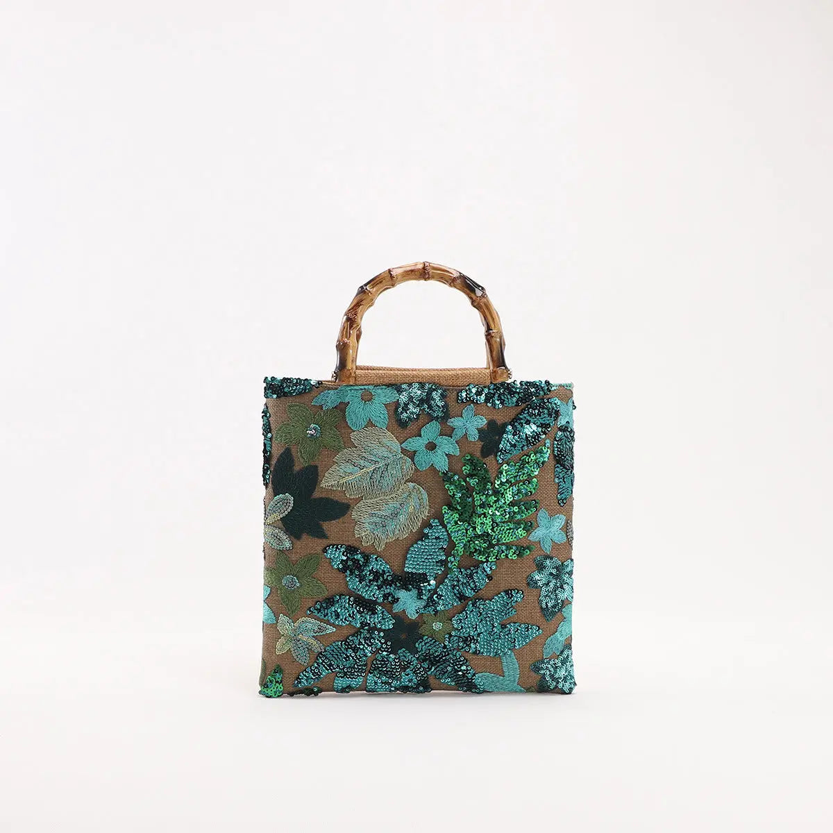 Colorful Sequins Vintage Embroidered Bamboo Handbag Angel Wishes
