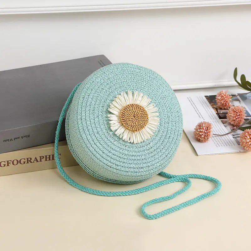 Pastoral Style Raffia Bag Woven Mobile Phone Bag Crossbody Angel Wishes