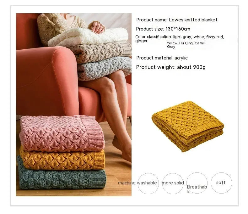 Textile Nordic Ins Diamond Hole Knitted Blanket Sofa Soft Decoration Home Matching Blanket Angel Wishes