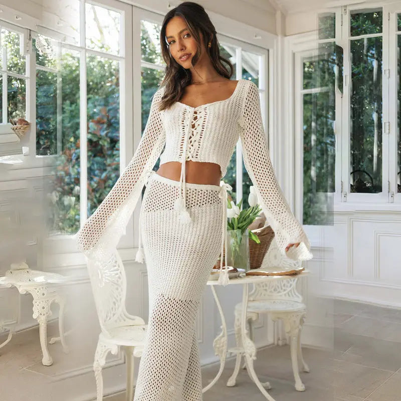 Women's Hollow Top and Skirt Angel Wishes