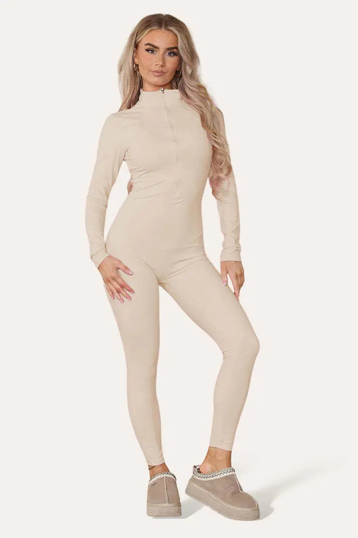 Ribbed High Neck Jumpsuit Angel Wishes
