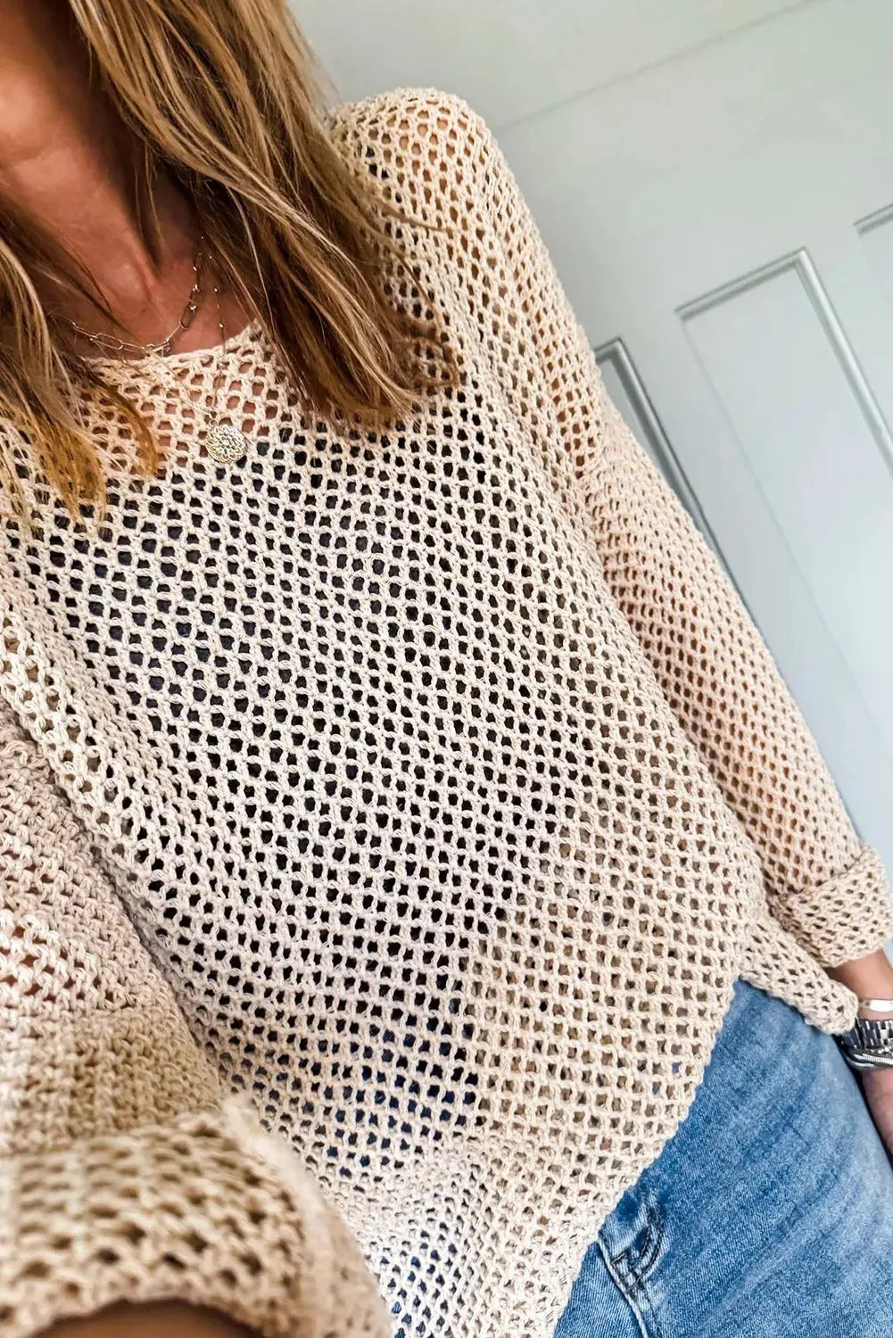 Crochet Hollow-out Jumper Top Sweater Angel Wishes