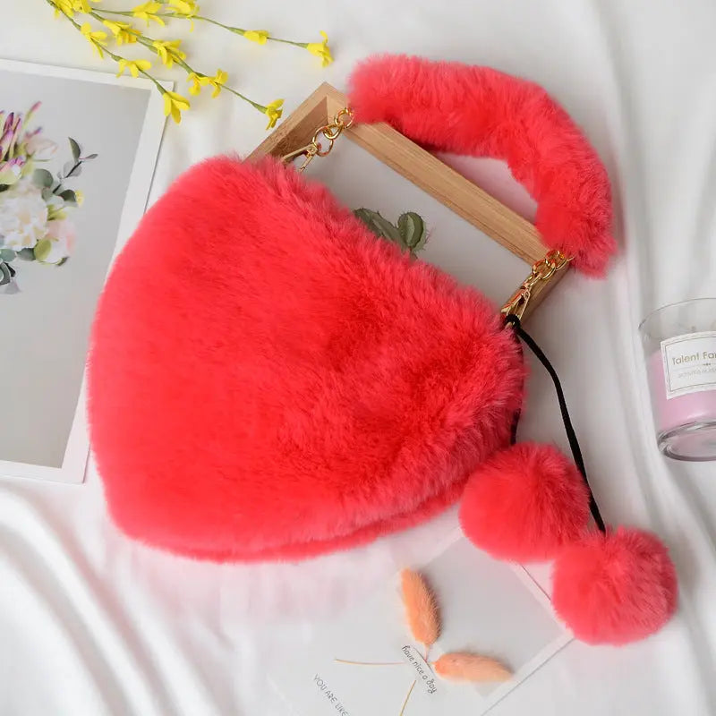 Heart-shaped Plush Handbag Angel Wishes