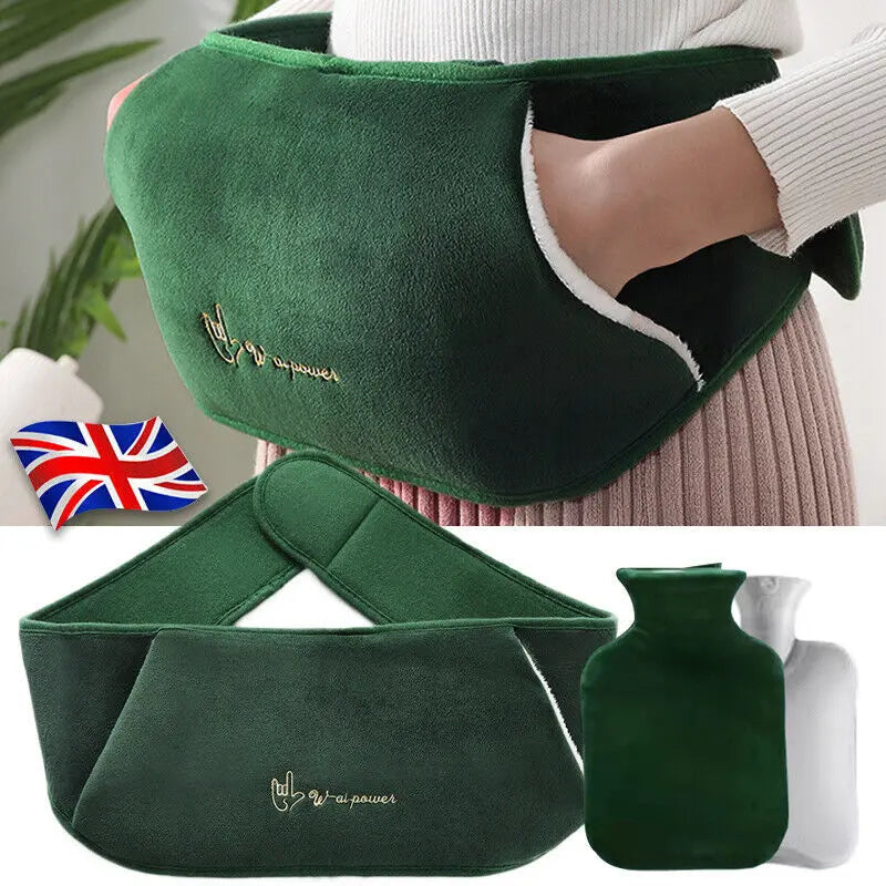 Hot Water Bottle Bag Belt Rubber Warm Plush Pouch Waist Cover Belt Angel Wishes