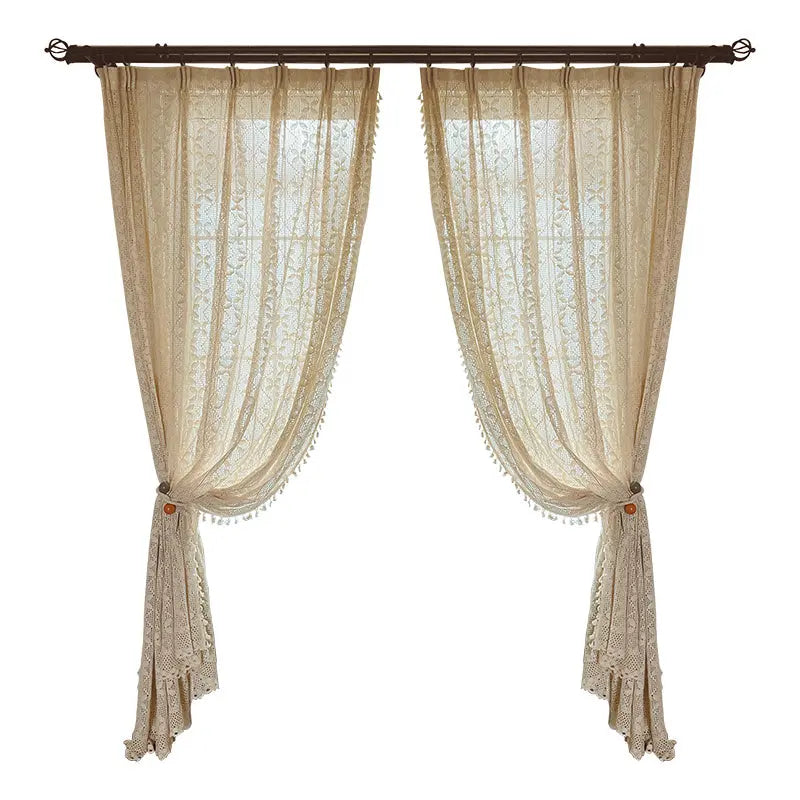 Cotton Linen Crochet Hollow Living Room Curtains Angel Wishes