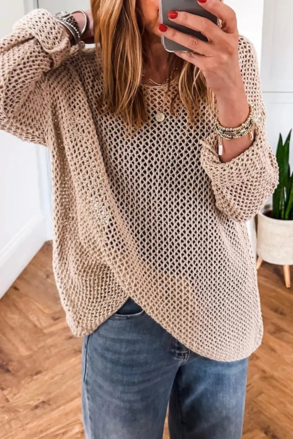 Crochet Hollow-out Jumper Top Sweater Angel Wishes