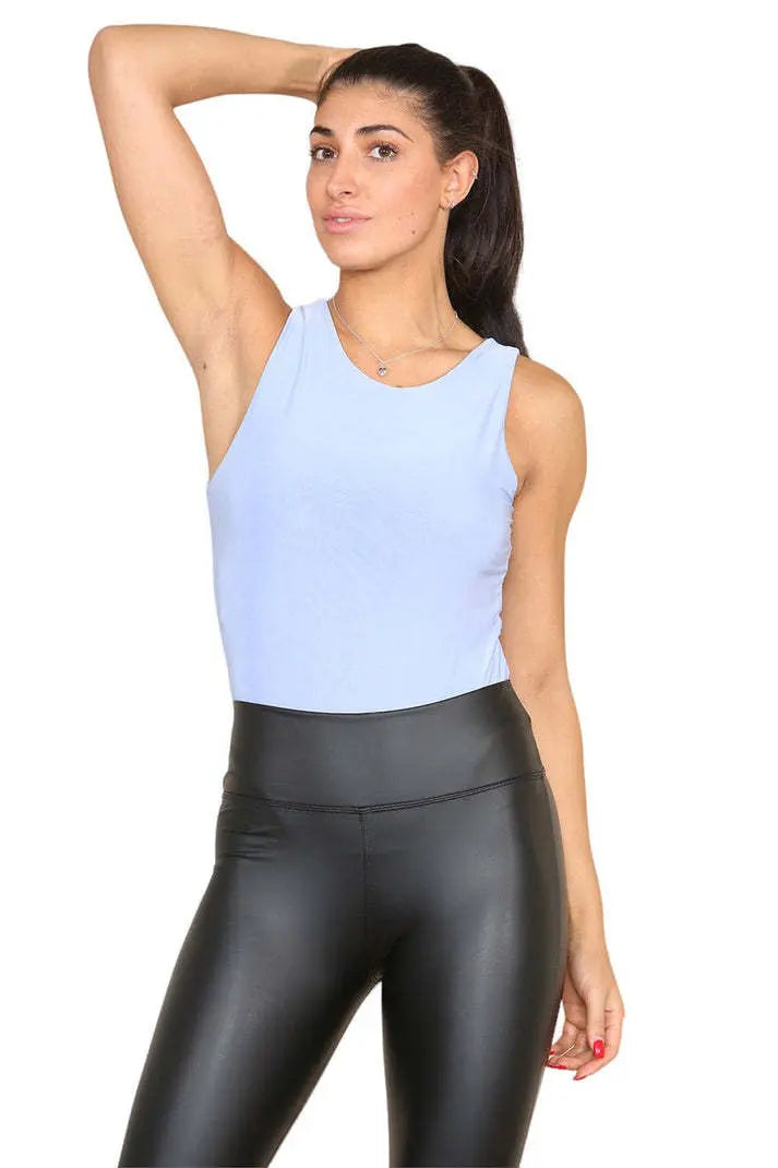 Round Neck Racer Bodysuit Double Layered Angel Wishes