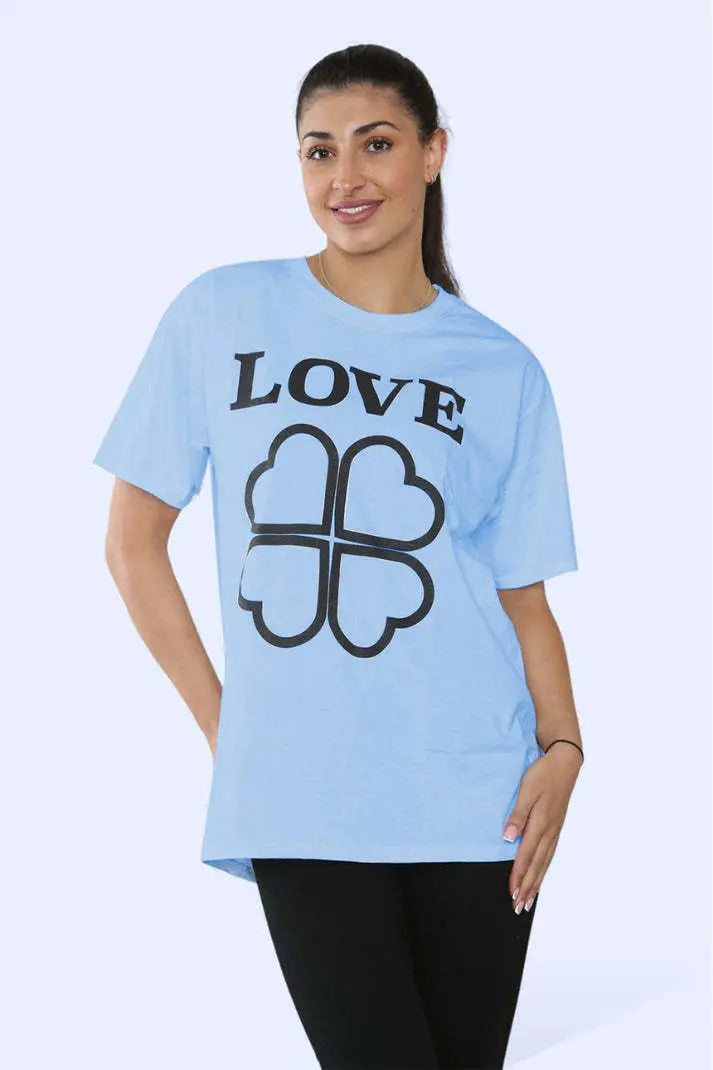 Ladies Love Printed Short Sleeve T-Shirt Top Angel Wishes