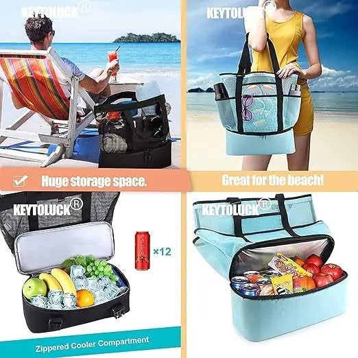 Waterproof Beach Bag With Cooler Compartment - Beach Bags Waterproof Sandproof For Women, Pool Bag & Beach Tote Bag Angel Wishes
