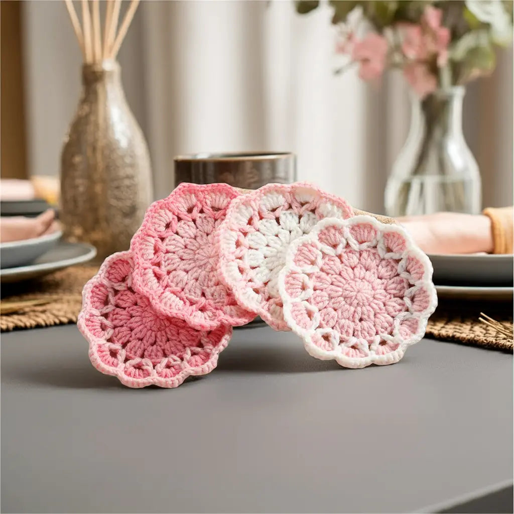 Cute Flowers Knitted Coaster Angel Wishes