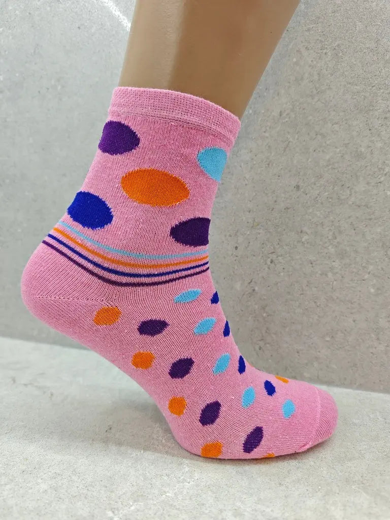 6 12 24 Pairs Womens Socks Mixed Striped Polka Dot Designs Angel Wishes