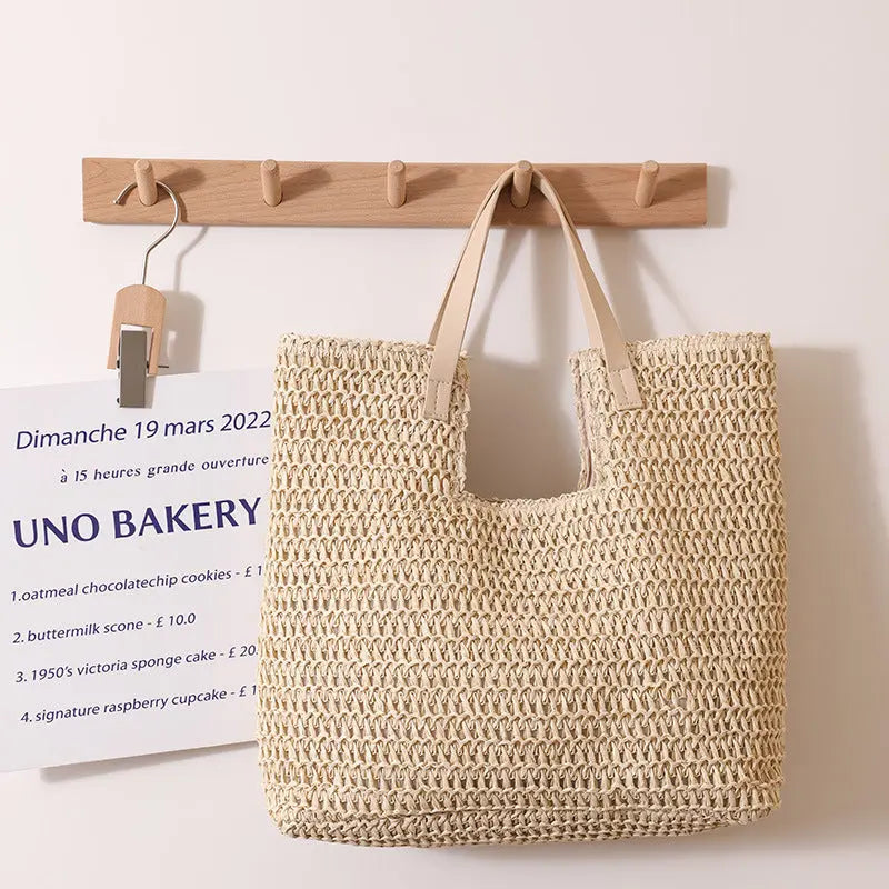 New One-shoulder Straw Simple Large Capacity Beach Bag Angel Wishes