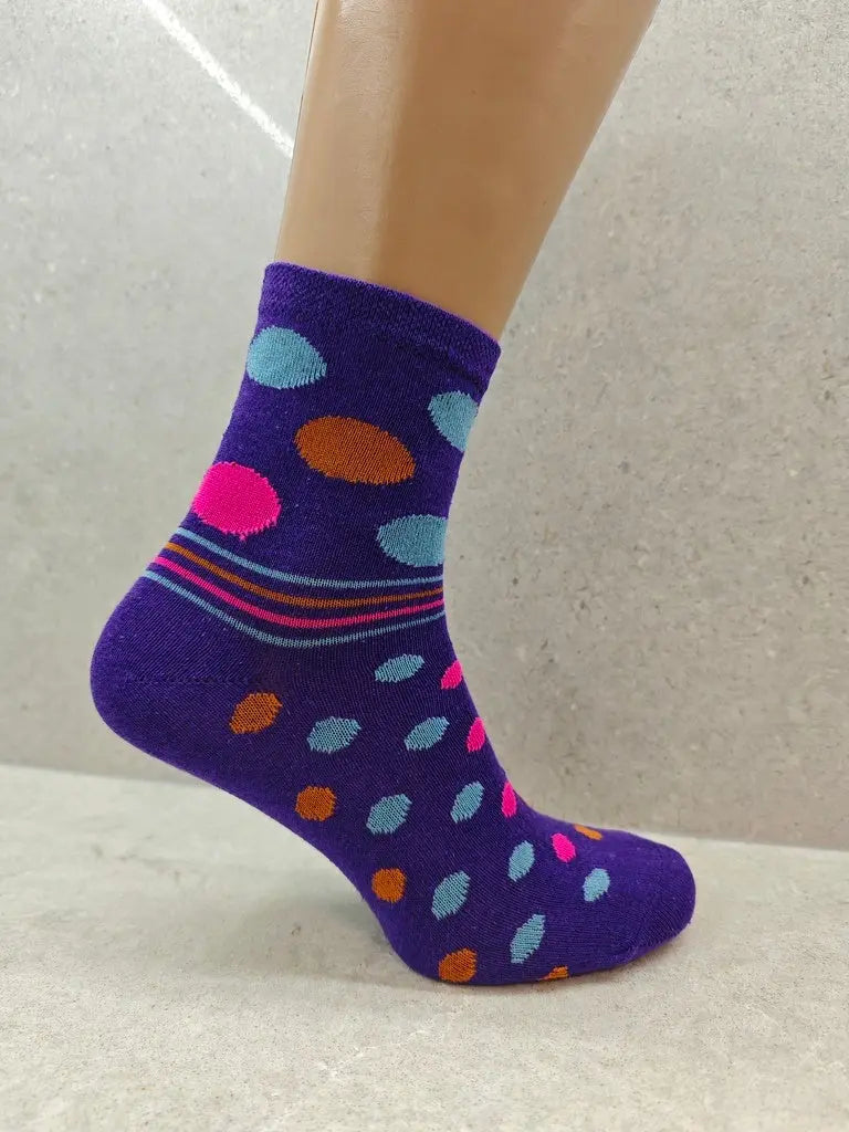 6 12 24 Pairs Womens Socks Mixed Striped Polka Dot Designs Angel Wishes