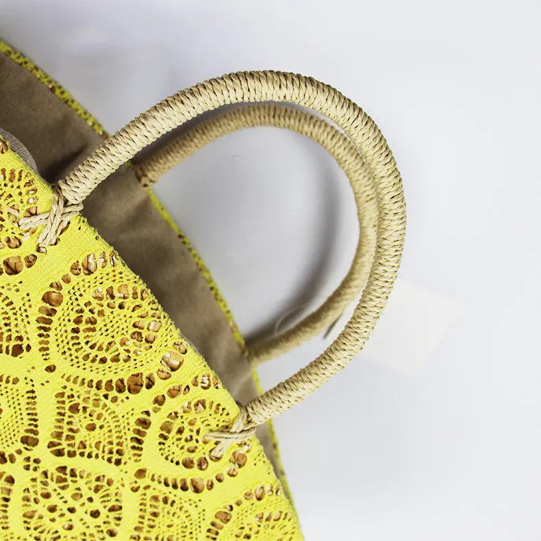 Straw Woven Western Style Hollow Handbag Woven Bag Angel Wishes