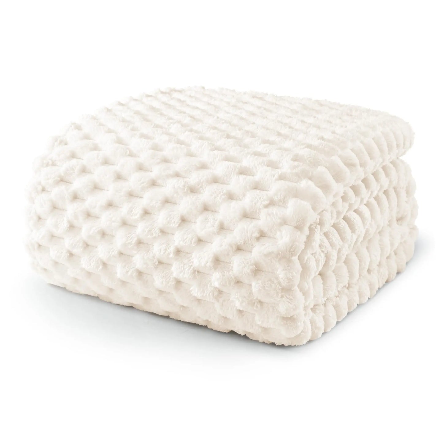 Exclusivo Mezcla Extra Large Soft Fleece Throw Blanket, 127x178 CM Stylish Jacquard Throw Blanket for Couch, Fuzzy Cozy Lightweight for All Season, Ivory Angel Wishes