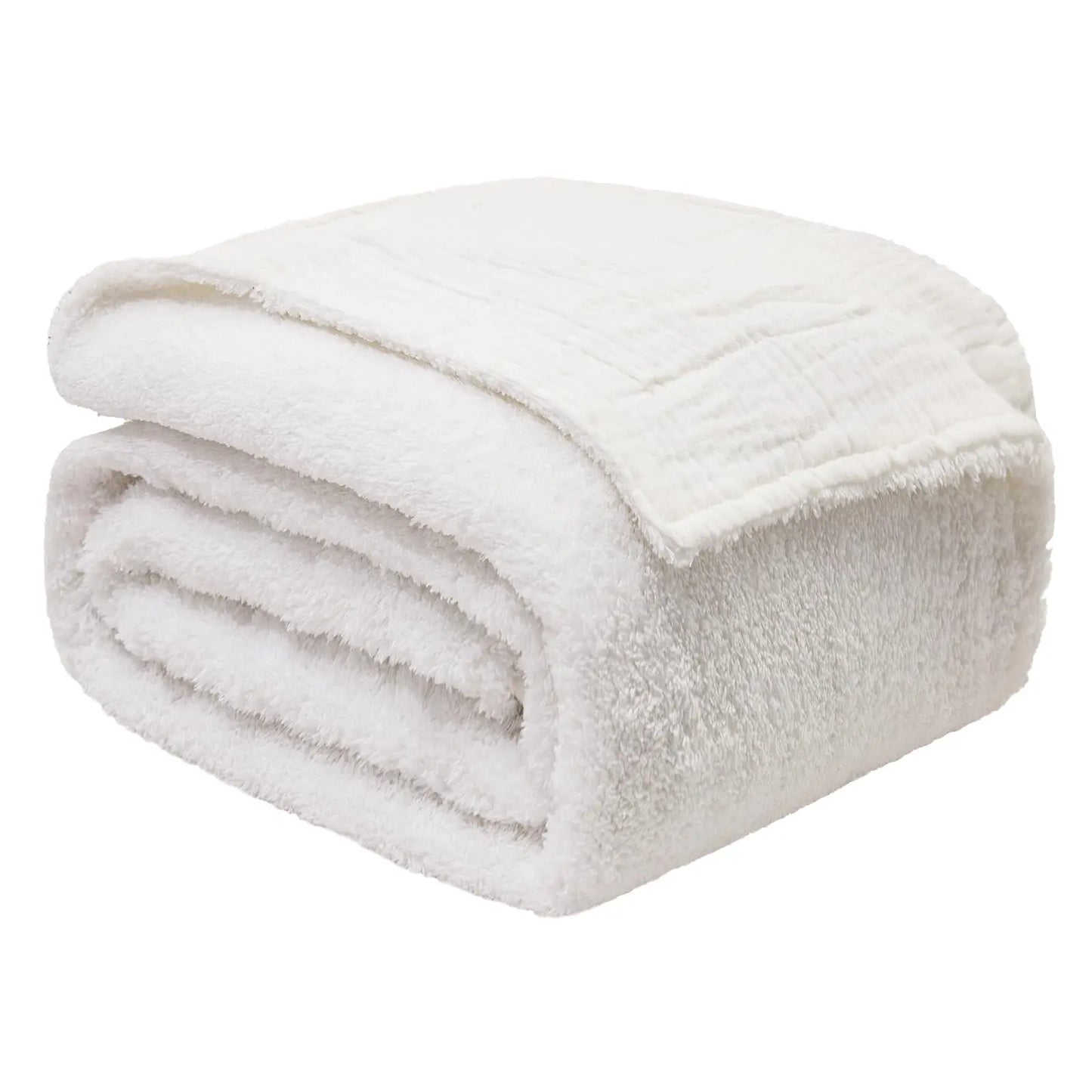EMME Cotton Throw Blanket 100% Muslin Soft Blanket for Couch 4-Layer Breathable Gauze All Season Soft and Lightweight Pre-Washed Cotton Blanket(White, 140 x 190cm) Angel Wishes