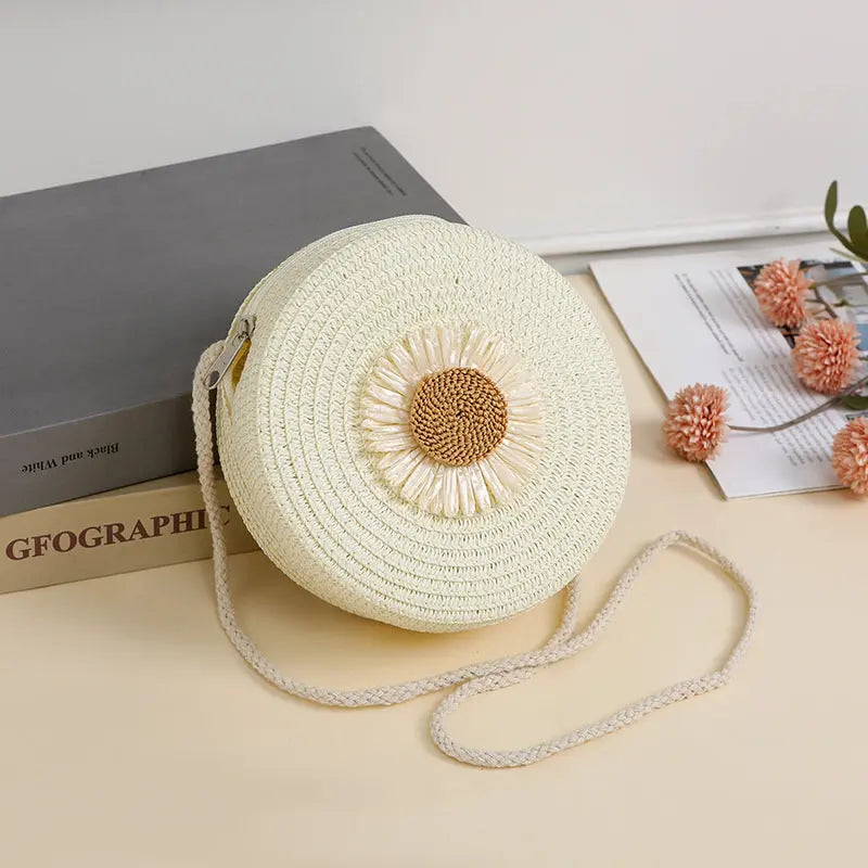 Pastoral Style Raffia Bag Woven Mobile Phone Bag Crossbody Angel Wishes