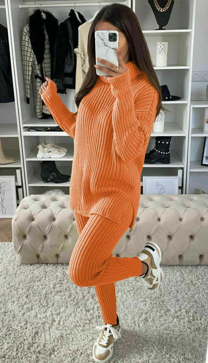 Chunky Knitted Ribbed Top And Leggings Loungewear Set Angel Wishes