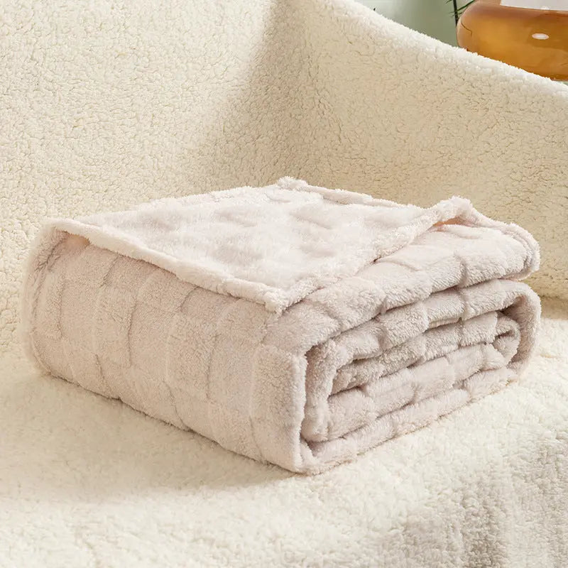 Thickened Sofa Cover Blanket Checkered Jacquard Nap Wool Blanket Angel Wishes