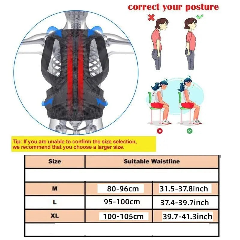 Adjustable Posture Corrector Back Brace Men Women Lumbar Shoulder Support Belt Angel Wishes