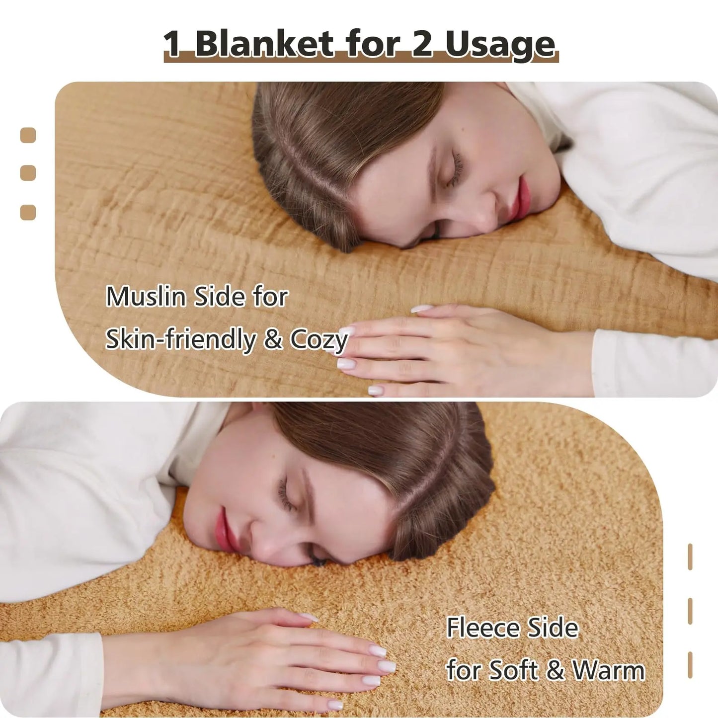 EMME Cotton Throw Blanket 100% Muslin Soft Blanket for Couch 4-Layer Breathable Gauze All Season Soft and Lightweight Pre-Washed Cotton Blanket(White, 140 x 190cm) Angel Wishes