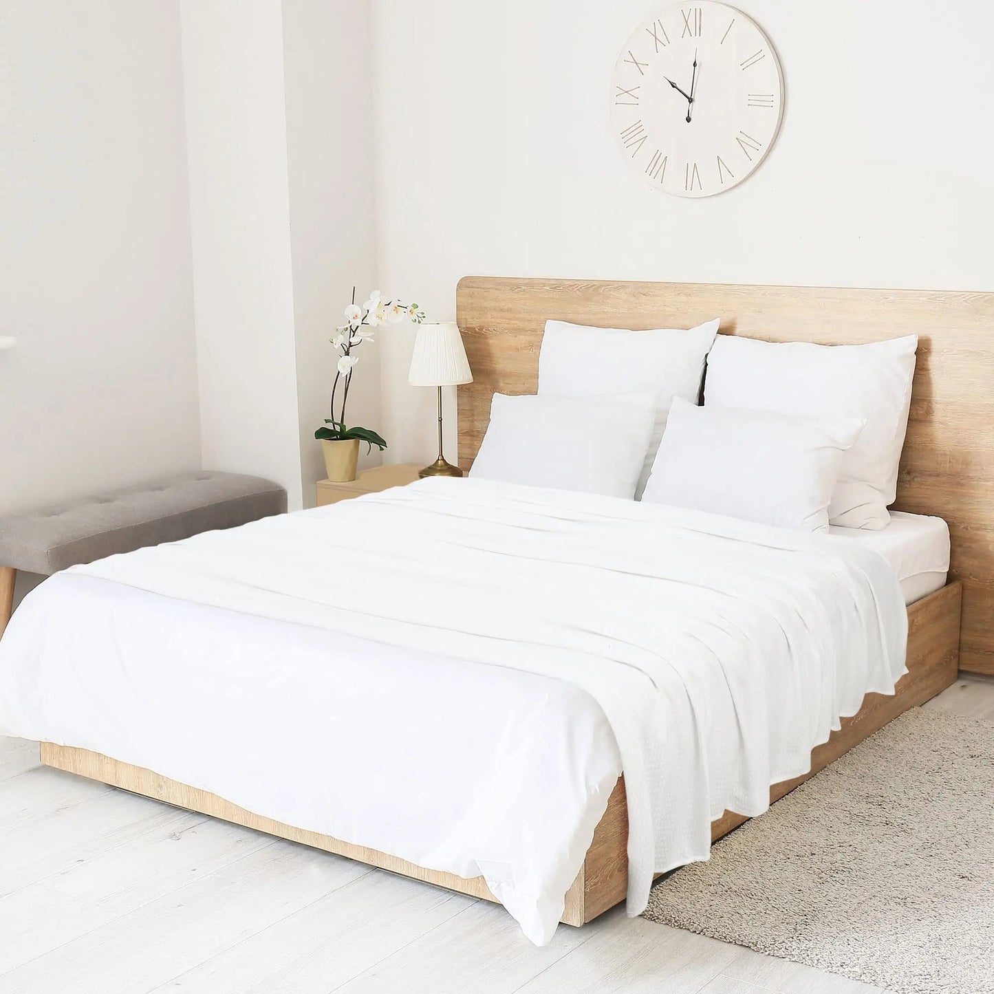 PiccoCasa Cooling Bamboo Blanket All Seasons Breathable for Hot Sleepers, Soft and Lightweight for Bed, Sofa Thin Blanket Summer Keep Cool Light Gray Single 150x200cm Angel Wishes