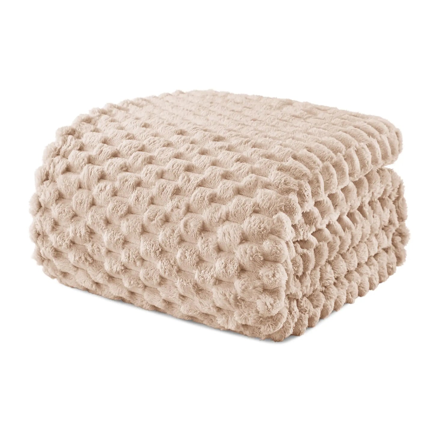 Exclusivo Mezcla Extra Large Soft Fleece Throw Blanket, 127x178 CM Stylish Jacquard Throw Blanket for Couch, Fuzzy Cozy Lightweight for All Season, Ivory Angel Wishes