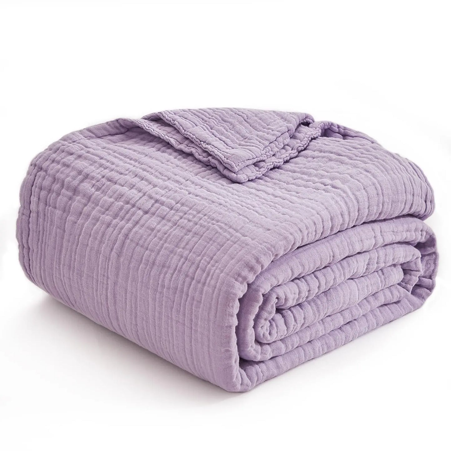 EMME Cotton Throw Blanket 100% Muslin Soft Blanket for Couch 4-Layer Breathable Gauze All Season Soft and Lightweight Pre-Washed Cotton Blanket(White, 140 x 190cm) Angel Wishes