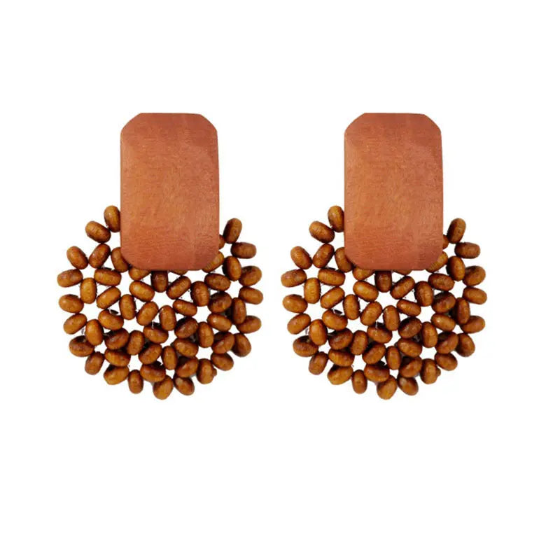 Woven wood vintage earrings Angel Wishes