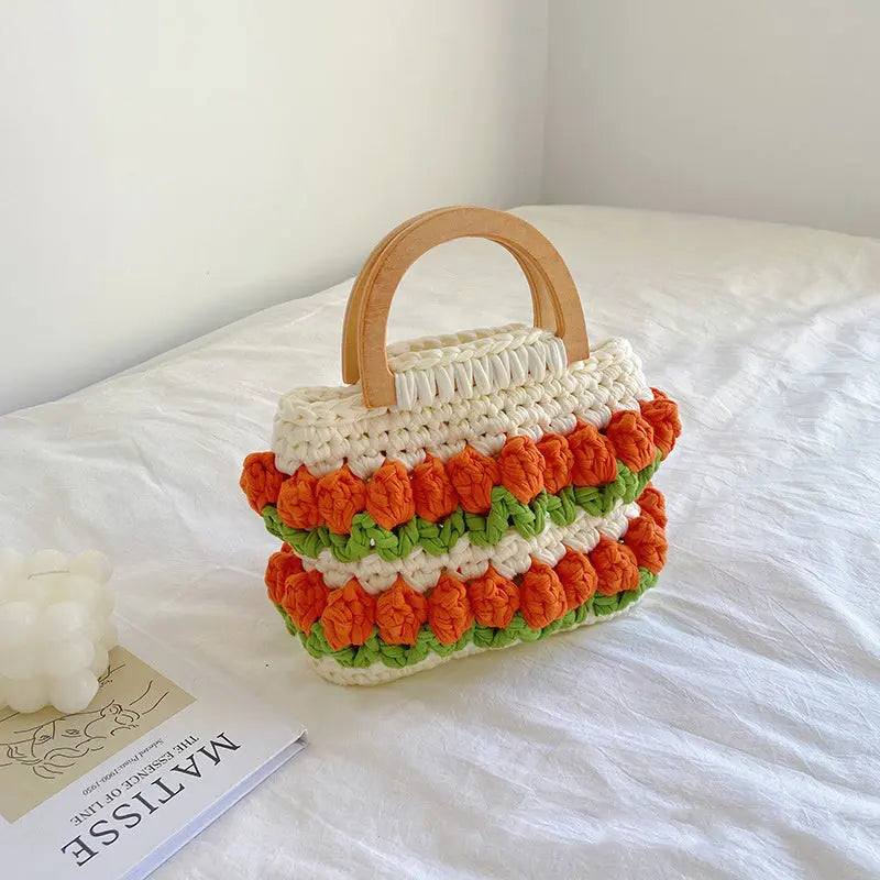 Tulip Bag Hand-woven Bag Cloth Strip Crochet Angel Wishes